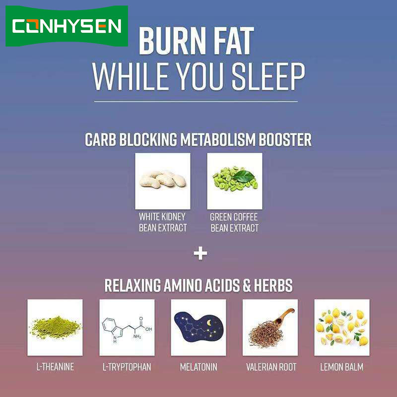OEM নাইট টাইম ফ্যাট বার্নার কার্ব ব্লকার মেটাবলিজম বুস্টার ক্ষুধা দমনকারী পুরুষ এবং মহিলাদের জন্য নাইট টাইম ফ্যাট বার্নার ক্যাপসুল