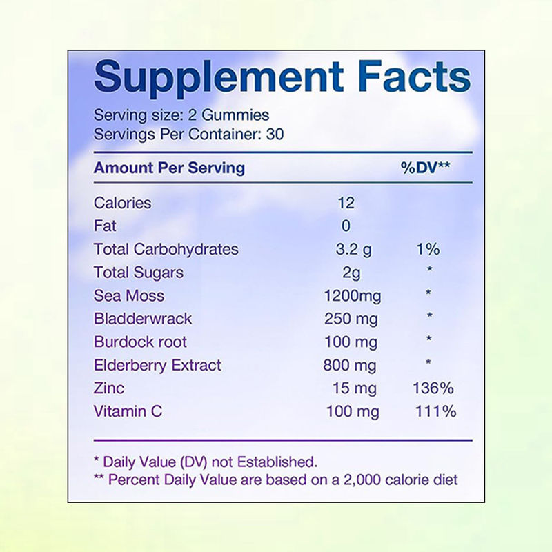 ভিটামিন সি সহ সমুদ্র ময়ূর গাম্মি জিংক সরবরাহকারী কারখানা অ্যান্টিঅক্সিড্যান্ট সমর্থন