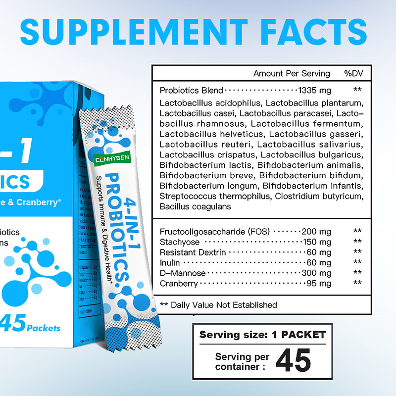 কারখানার 4-ইন-1 প্রোবায়োটিকস পাউডার ডি-ম্যানোস কাস্টম ব্র্যান্ডেড পিএইচ ভারসাম্য বজায় রাখুন