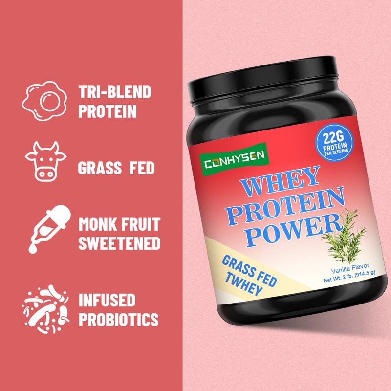 Whey Protein Power Grass Fed Tri Blend Protein পেশী বৃদ্ধি সমর্থন করে পাইকারি কাস্টম