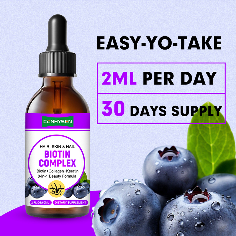 চুলের জন্য বায়োটিন কমপ্লেক্স তরল ড্রপস ত্বক নখ যত্ন স্বাস্থ্য সমর্থন পাইকারি কাস্টম