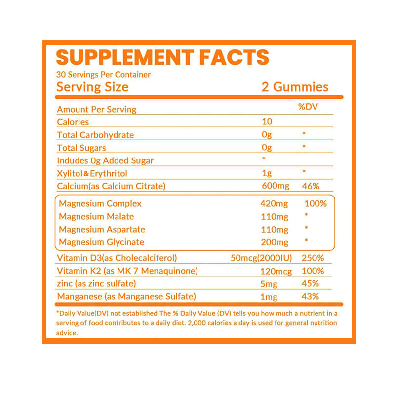ওএম জৈবিক ফলের স্বাদযুক্ত চিবানো গাম্বিস চিনি মুক্ত ভেগান ক্যালসিয়াম আয়রন জিংক সেলেনিয়াম ভিটামিন ডি 3 কে 2 প্রাপ্তবয়স্কদের জন্য পুরুষ মহিলা