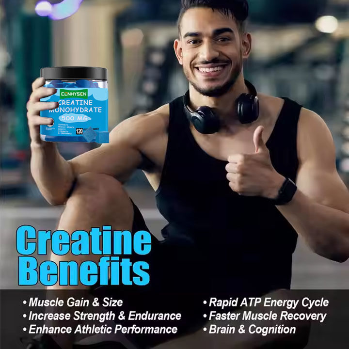 Private Label Halal Creatine Monohydrate Gummies Sports Nutrition Supplement for Adults to Enhance Strength and Muscle Mass