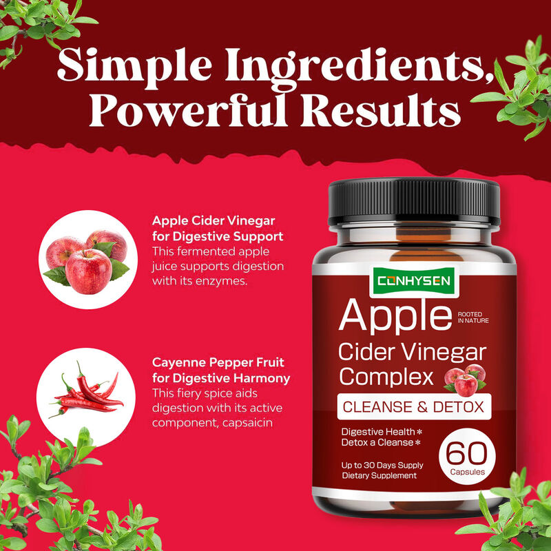 OEM High Quality Weight Management Vegan Apple Cider Vinegar Complex Capsules Fat Burner Promote Digestion