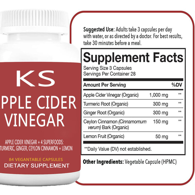 Hot Selling Apple Cider Vinegar Capsules Support Weight Management Boost Metabolism Slimming Apple Cider Dietary Fiber