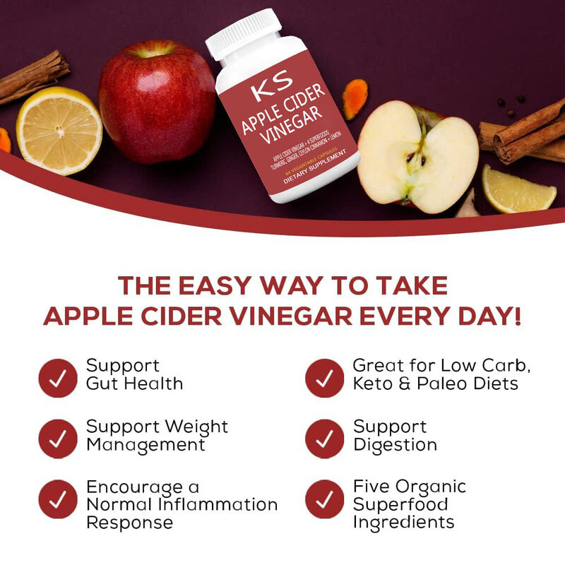 Hot Selling Apple Cider Vinegar Capsules Support Weight Management Boost Metabolism Slimming Apple Cider Dietary Fiber